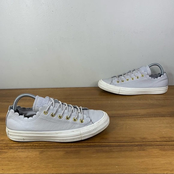 Converse Shoes - Converse Womens All-Star Low Scallop Leather Sneaker Size 8